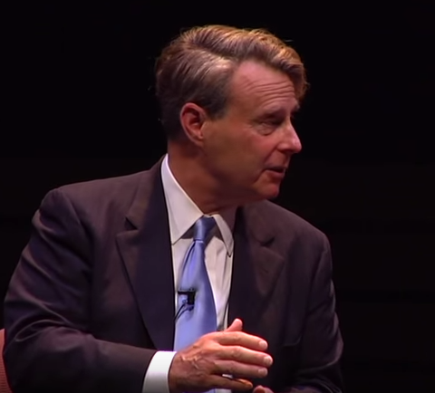 An image of Mark Helprin on stage